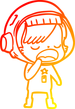 Bir insan tarafından çizilen çizgi film astronot bir kadının sıcak çizgi çizimi.