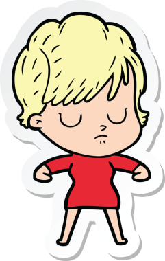 Bir insan tarafından çizilmiş bir karikatür kadının çıkartması.