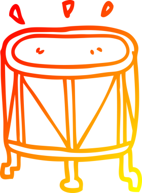 Bir insan tarafından çizilen çizgi film davulunun sıcak gradyan çizgisi