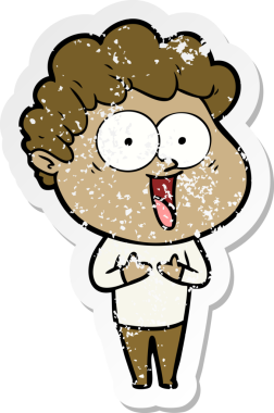 Bir insan tarafından çizilmiş mutlu bir adamın sıkıntılı çıkartması.