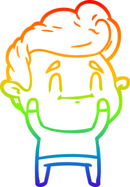 gökkuşağı gradyanı çizimi bir insan tarafından çizilmiş mutlu bir çizgi film adamı