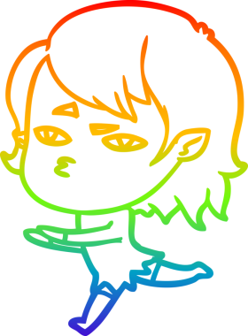 Gökkuşağı gradyan çizimi Bir insan tarafından çizilen vampir kız çizgi