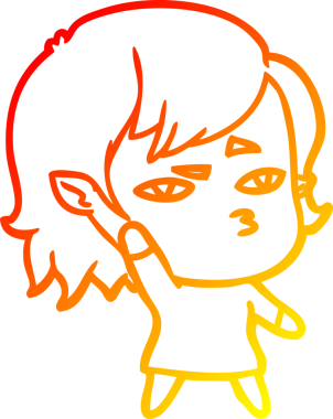 Bir insan tarafından çizilmiş bir vampir kız çizgi çizimi.