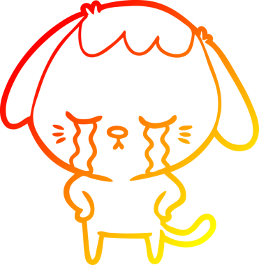 Bir insan tarafından çizilmiş şirin, ağlayan bir köpek yavrusu çizimi