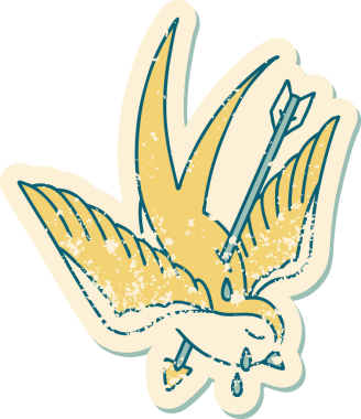 Bir kırlangıcın insan tarafından çizilmiş ağlayan bir kırlangıç resmi.