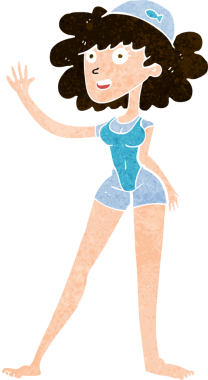 Bir insan tarafından çizilmiş bir yüzücü kadın.