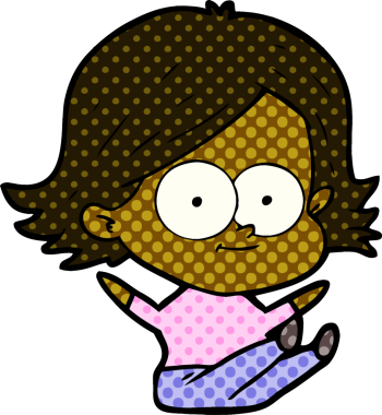 Bir insan tarafından çizilmiş mutlu çizgi film kızı.