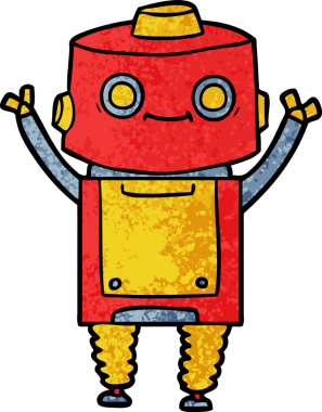 Bir insan tarafından çizilmiş çizgi film robotu