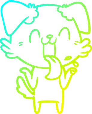 Bir insan tarafından çizilmiş, nefes nefese kalmış, omuz silken bir köpeğin çizimi.