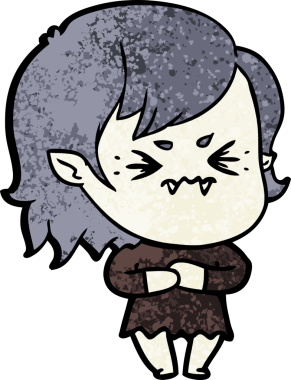 Bir insan tarafından çizilmiş kızgın vampir kız.