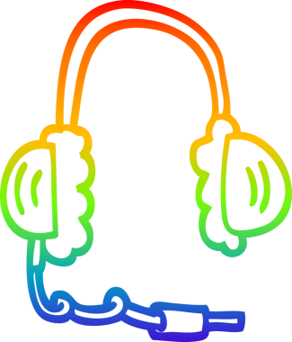 gökkuşağı gradyan çizgi çizimi bir insan tarafından çizilmiş bir kulaklık