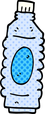 Bir insan tarafından çizilmiş karikatür su şişesi.