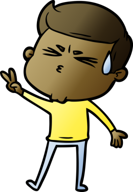 Bir insan tarafından çizilmiş terleyen çizgi film adamı.