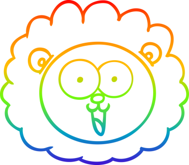 gökkuşağı gradyan çizgi çizimi bir insan tarafından çizilmiş bir aslan yüzü