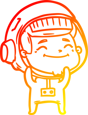 Bir insan tarafından çizilmiş mutlu bir astronotun sıcak çizgi çizimi