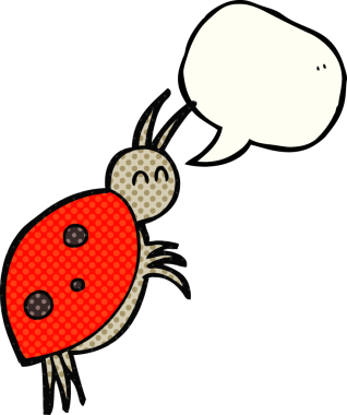 Bir insan tarafından çizilmiş serbest çizilmiş çizgi roman konuşma balonu uğur böceği.