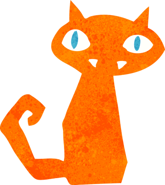 Bir insan tarafından çizilmiş çizgi film kedisi.