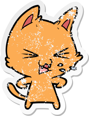 Bir insan tarafından çizilmiş bir çizgi film kedisinin sıkıntılı çıkartması.