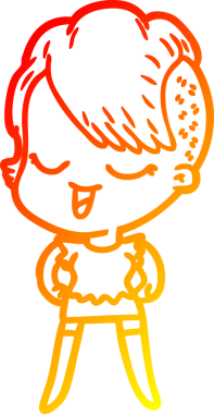 Bir insan tarafından çizilmiş mutlu bir çizgi film kızı çizimi