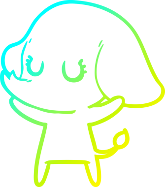 Bir insan tarafından çizilmiş şirin bir filin soğuk gradyan çizgisi