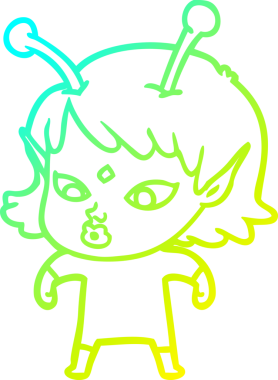 Bir insan tarafından çizilmiş güzel bir uzaylı kız çizimi.