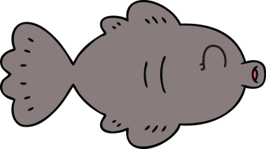 Bir insan tarafından çizilmiş garip bir karikatür balığı.