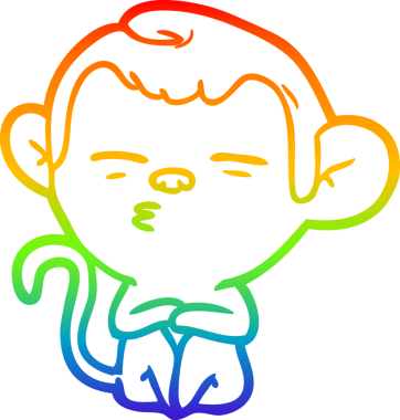 Gökkuşağı gradyan çizgi çizimi Bir insan tarafından çizilmiş şüpheli maymun