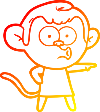 Bir insan tarafından çizilmiş bir çizgi çizgi maymunun sıcak gradyan çizimi