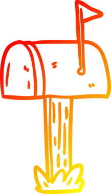 Bir insan tarafından çizilmiş bir posta kutusunun sıcak gradyan çizimi