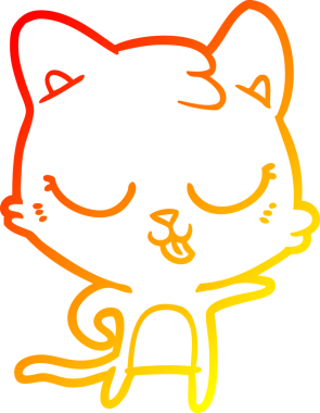 Bir insan tarafından çizilmiş çizgi film kedisinin sıcak çizgi çizimi