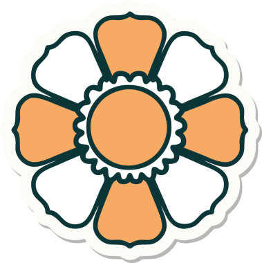 Bir insan tarafından çizilmiş geleneksel bir çiçek stiliyle dövme çıkartması.