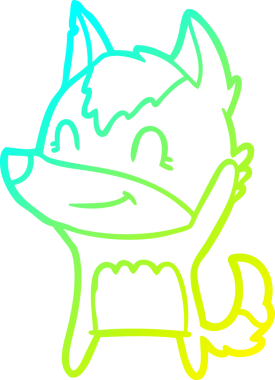 Bir insan tarafından çizilmiş dost canlısı bir kurt çizgi çizimi.