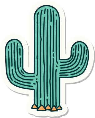 Bir insan tarafından çizilmiş geleneksel bir kaktüs stili dövme çıkartması.