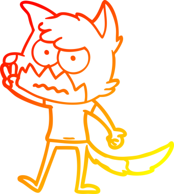 Bir insan tarafından çizilmiş kızgın tilki çizgi çizimi.