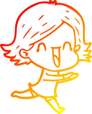 Bir insan tarafından çizilmiş mutlu bir kadının çizgi çizimi.