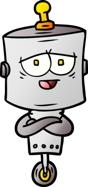 Bir insan tarafından çizilmiş çizgi film robotu