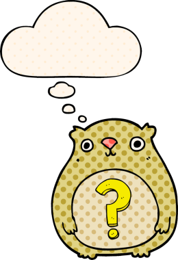 Bir insan tarafından çizilmiş çizgi roman tarzında düşünce baloncuğu olan çizgi film meraklısı ayı.