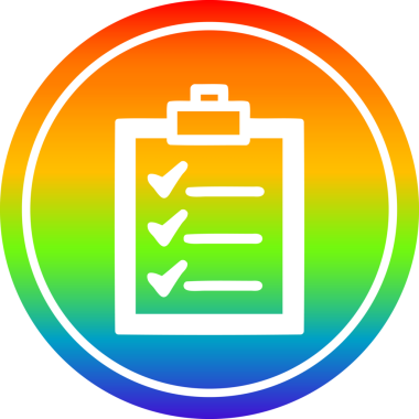 bir insan tarafından çizilen gökkuşağı gradyan bitiş listesindeki dairesel simgeyi kontrol et
