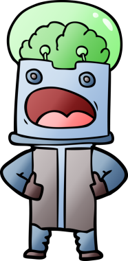 Bir insan tarafından çizilmiş çizgi film robotu