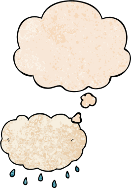 Düşünce baloncuklu çizgi film yağmur bulutu bir insan tarafından çizilmiş grunge desen tarzı