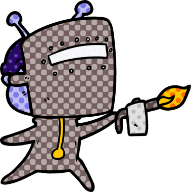 Bir insan tarafından çizilmiş dost canlısı çizgi film uzay adamı kaynakçısı.