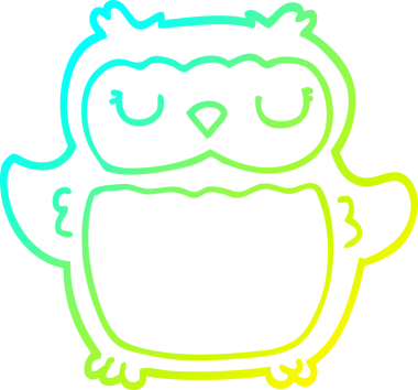 Bir insan tarafından çizilmiş bir baykuşun soğuk çizgi çizimi