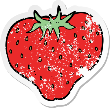 Bir insan tarafından çizilmiş karikatür çileğinin gerilimli yapıştırması.