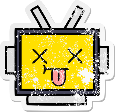 Bir insan tarafından çizilmiş sevimli robot kafasının sıkıntılı çıkartması.