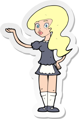 Bir insan tarafından çizilmiş bir çizgi film garsonunun çıkartması.