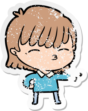 Bir insan tarafından çizilmiş karikatür bir kadının sıkıntılı çıkartması.