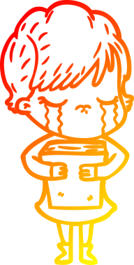 Bir insan tarafından çizilmiş, ağlayan bir çizgi kadın çizimi.