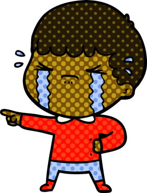 Bir insan tarafından çizilmiş ağlayan çizgi film adamı.