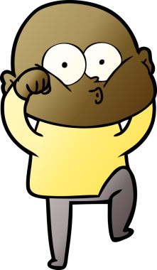 Bir insan tarafından çizilmiş kel bir adam.