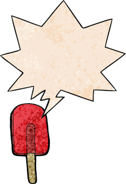 bir insan tarafından çizilmiş eski moda konuşma baloncuklu buz lolipopu.